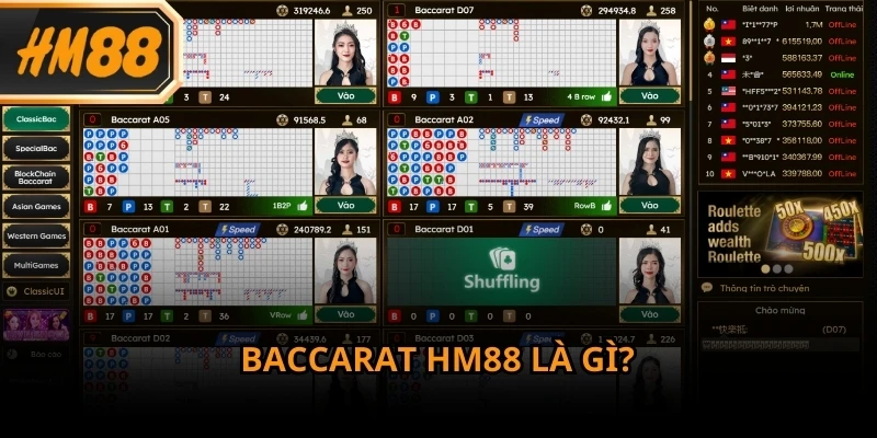Baccarat là phiên bản trực tuyến được cung cấp trên nền tảng HM88 uy tín
