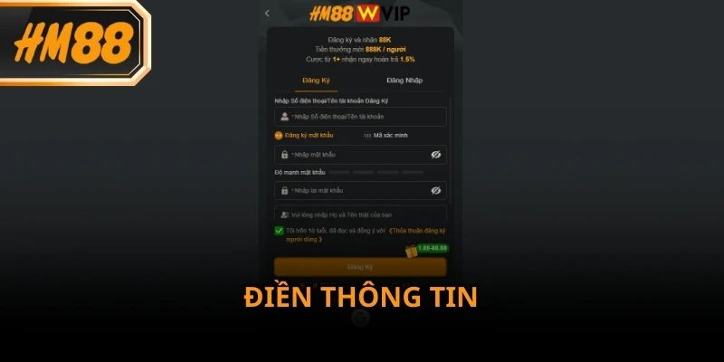 Mỗi trường dữ liệu đều có vai trò riêng xác minh khi đăng ký HM88