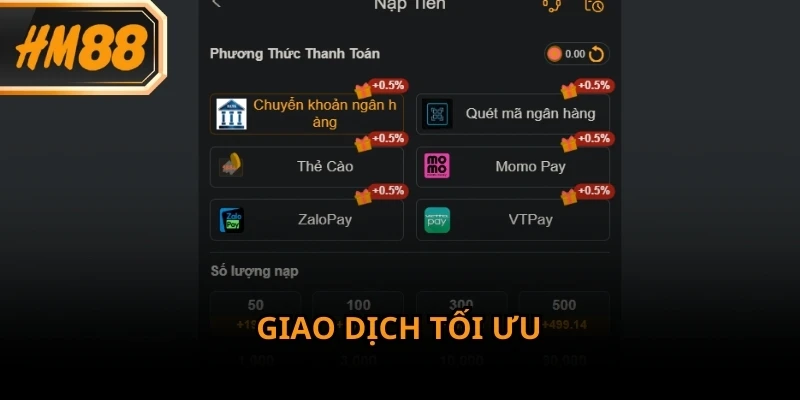 Hoạt động nạp rút tại HM88 được thiết kế theo quy trình gọn gàng