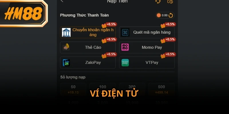 Nạp tiền HM88 qua ví điện tử được nhiều người tin dùng nhờ tốc độ xử lý